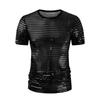 Sequined T-Shirt for Men Sparkling Dot Jazz Modern Dance T-Shirt Round Neck Short Sleeve Performance Tops 1970s Disco Tops Night