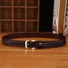 Handmade Woven Leather Belt with Alloy Buckle - Unisex Casual Fashion for Jeans