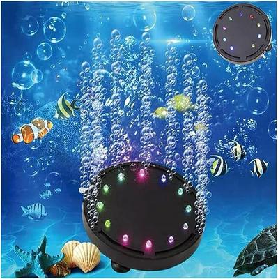 LONDAFISH Acvariu Acvariu Bulă de aer pentru acvariu Aer aer oxigen pentru acvariu Bubble multicolor cu ventuză pentru acvariu LED, lumină de formă rotundă, piatră,