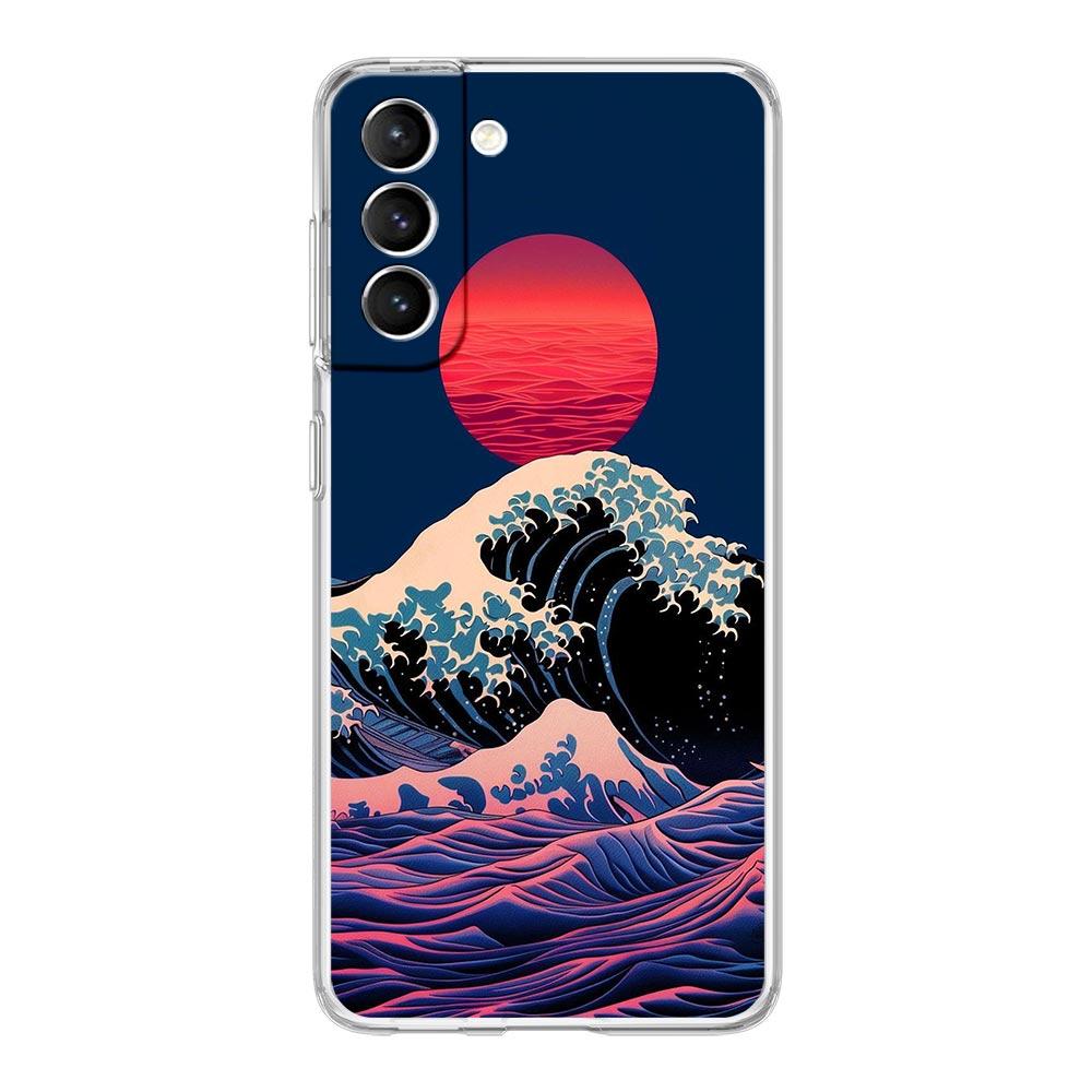 

Phone Case For Samsung Galaxy S25 Edge S24 Plus S23 FE S22 S21 S20 Ultra 5G S10 Soft Clear Cover Fashion Great Blue Wave Samsung S25 Edge