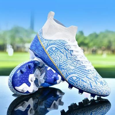 Zapatos de fútbol antideslizantes de caña alta para niños: zapatos de fútbol profesionales, transpirables, cómodos y con clavos para entrenamiento y competición durante todas las estaciones