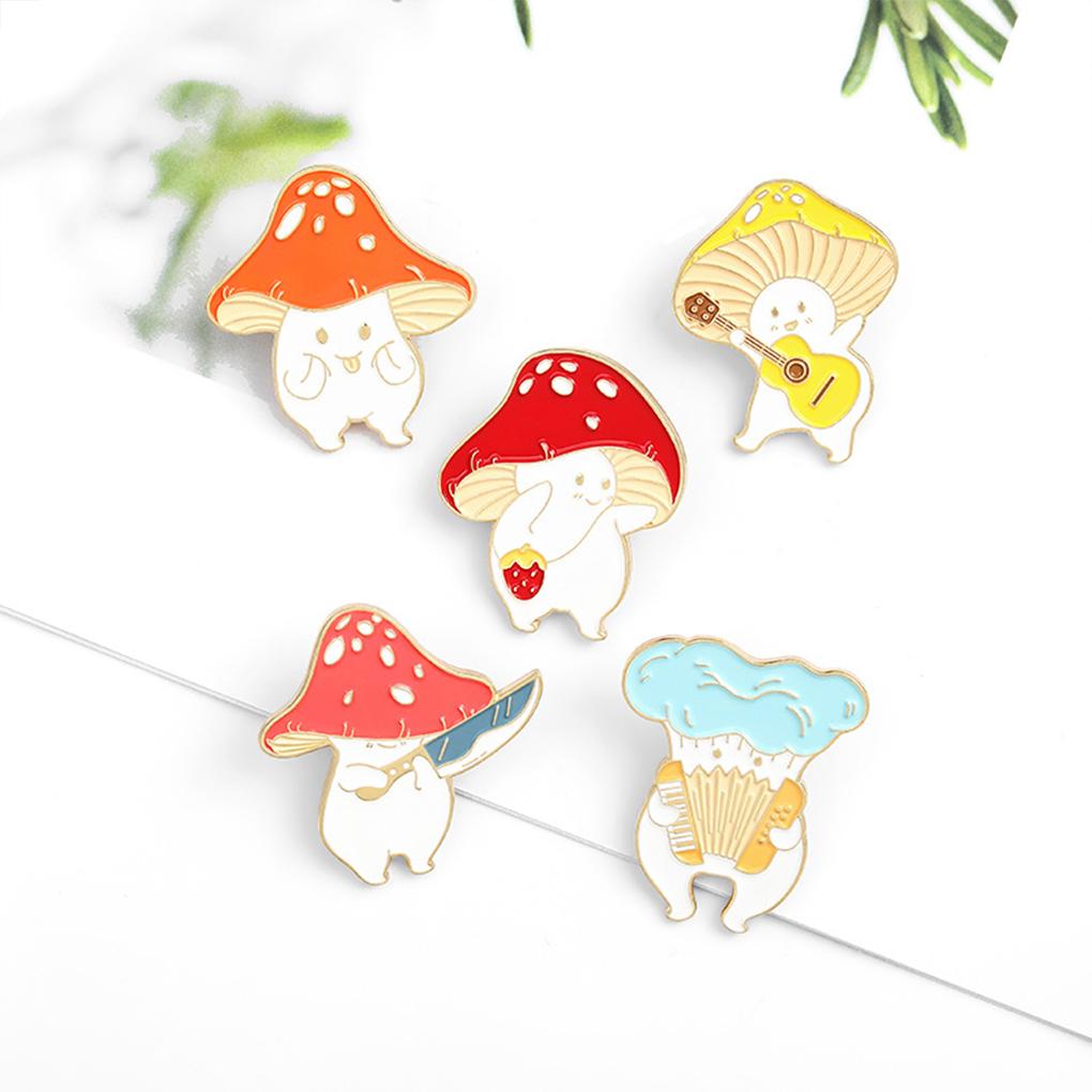 5pcs Brooch Cartoon Mushrooms Mini Badge Patches Self-Assembly Elegant Accessory Clothing Jewelry Ornaments Lovely