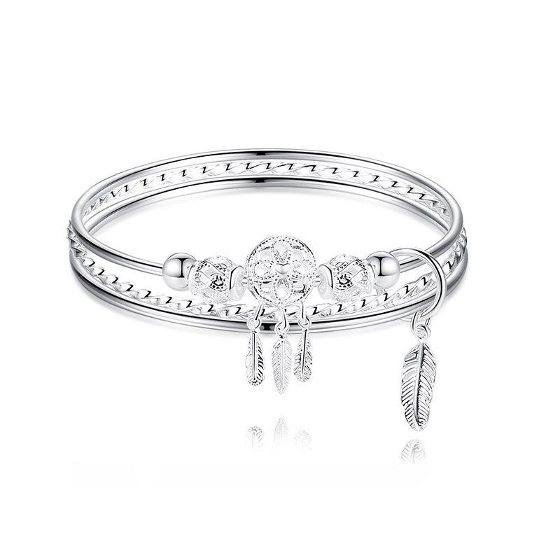 Minimalistické dámské stříbrné náramky Ferris Wheel 2023 - Univerzální šperky z rhodiovaného sterlingového stříbra