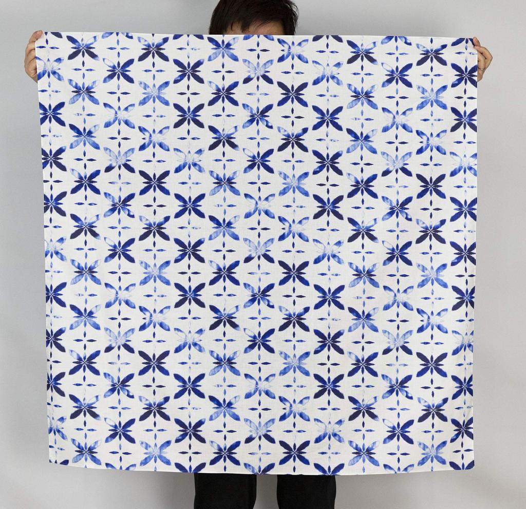 Asobishin Indigo Dye Aoba 100 x 100 Three Furoshiki Cotton - (Large) - Approx. cm, Widths, (Wrapping Cloth),