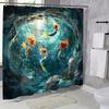 Mermaid Underwater Print Waterproof Shower Curtain For Bathroom, Ocean Life Design High-End Toilet Partition Curtain