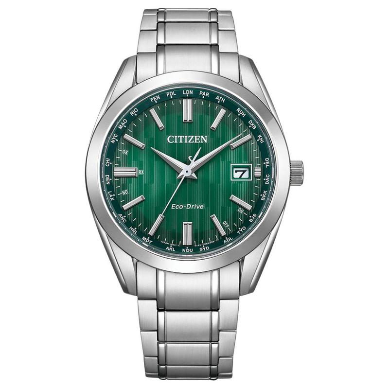 

CITIZEN series 100 meters waterproof solar Quartz super titanium strap 40mm men s watch green dial CB0261-53W синій