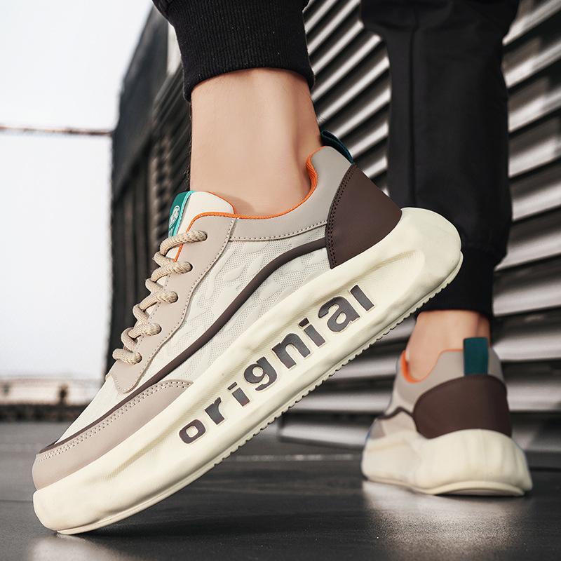 Men's shoes summer 2025 Korean version of casual board shoes, thick-soled sports small white tide shoes, high-end popular skateboard shoes