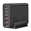Portable 120W USB Charging Station with 6 Port, 3 Type C PD and 3 USB A for Phones Tablets Simultaneous Device Charging