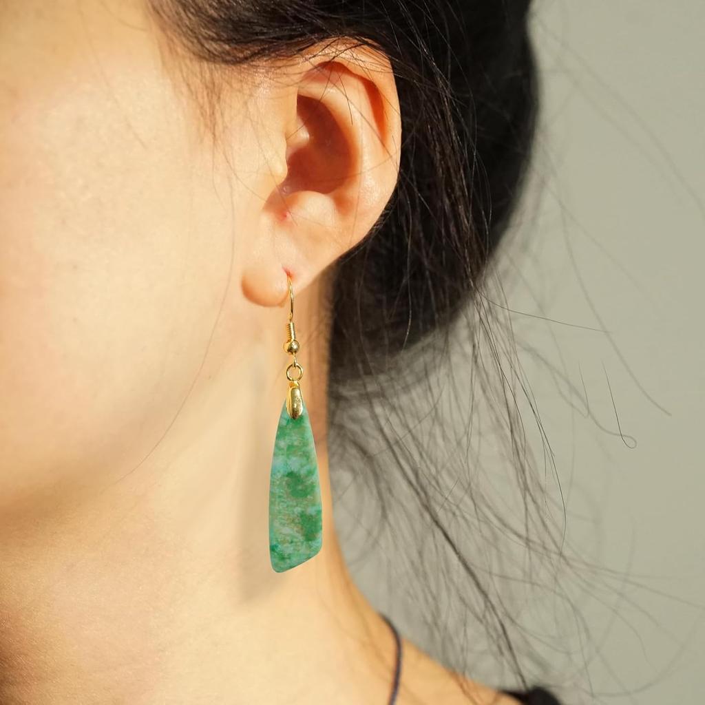 Jasper Stone Earrings for Women Trendy Dangle Earrings Fishhook Drop Earrings