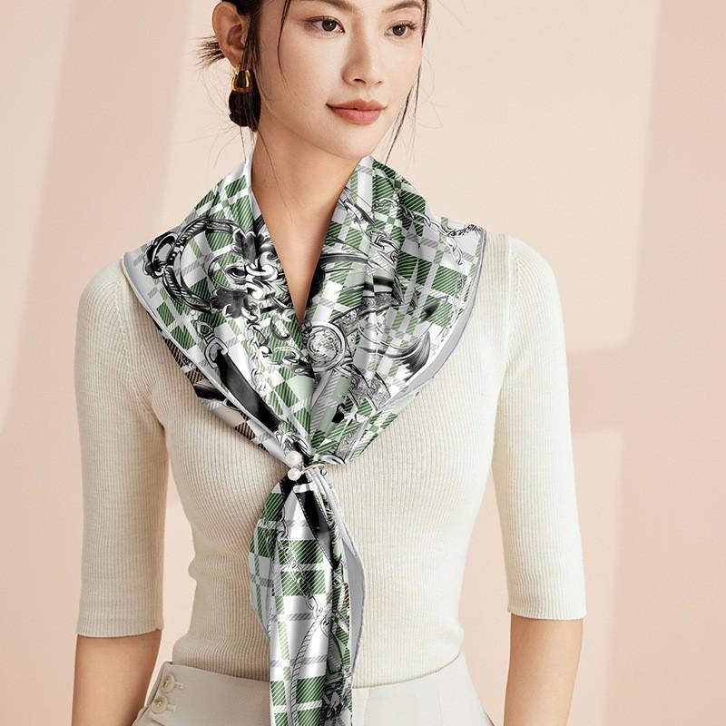 Double-sided Floral Print 100% Silk Scarf 86x86cm Premium Square Shawl Gift