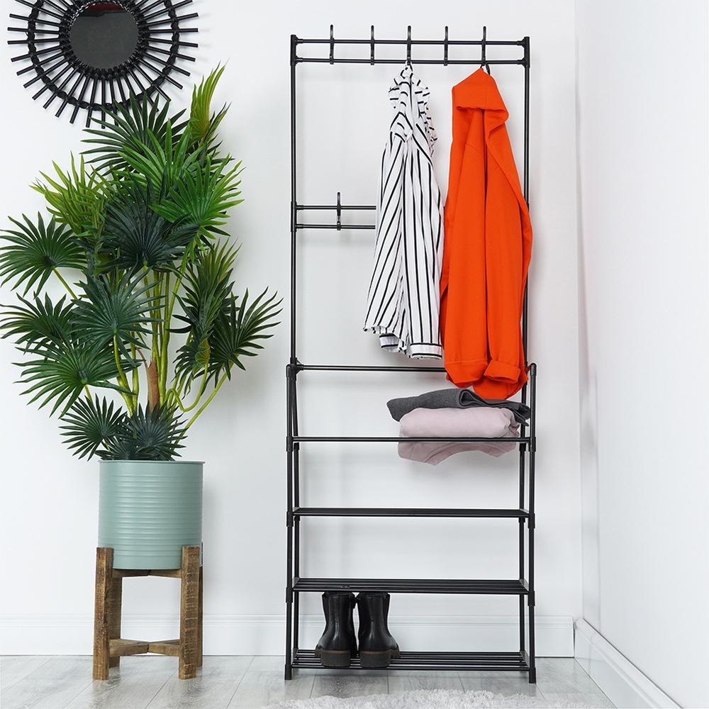 Clothes Hanger + Shelf Metal Shoe Rack Wardrobe