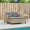 Vidaxl Sofa Ogrodowa 2-Osobowa Ze Stołkami, Beżowa, Rattan Pe