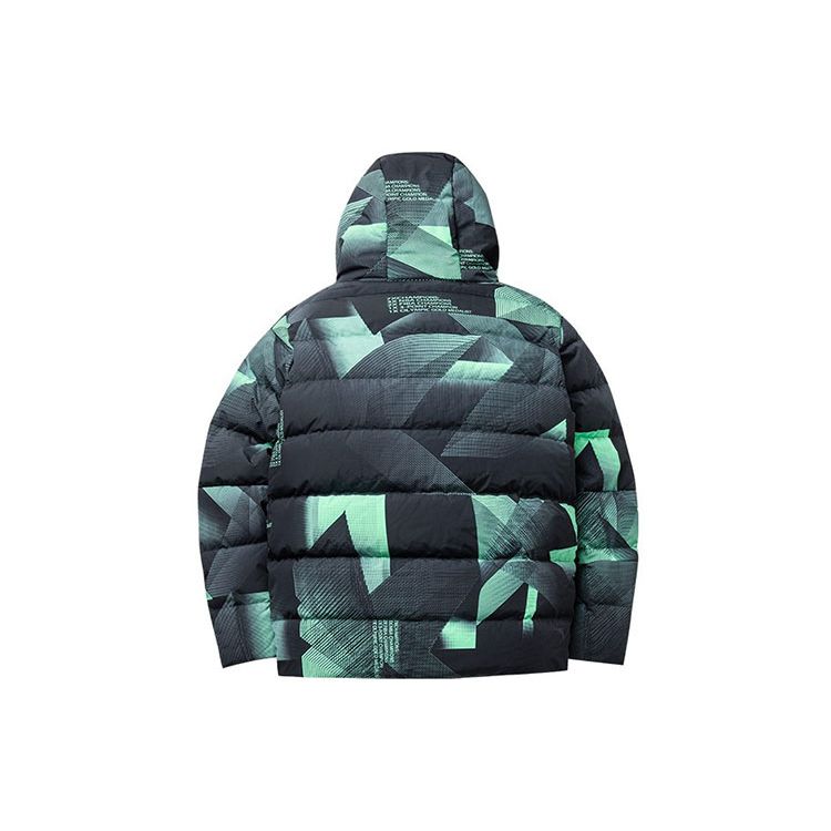 Anta Basketball Series Full Print Colorblock Hooded Down Jacket Men Outerwear Fairy-Tale-Green 152141923-4