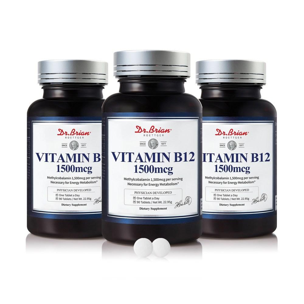 Dr. Brian's Active Vitamin B12 1500mcg Methylcobalamin Vegan 9 Pcs Monthly Supply 3 Pcs 90 Tablets