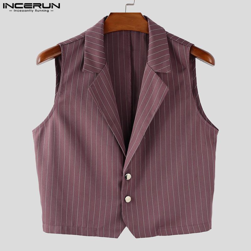 INCERUN Ensembles Deux Pièces Homme Gilet Rayé Sans Manches Court et Pantalon Long Droit