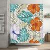 Modern Bathroom Shower Curtains with Bright Floral Design Waterproof Fabric for Bathtub Decoration in Blue Green Orange White Pu