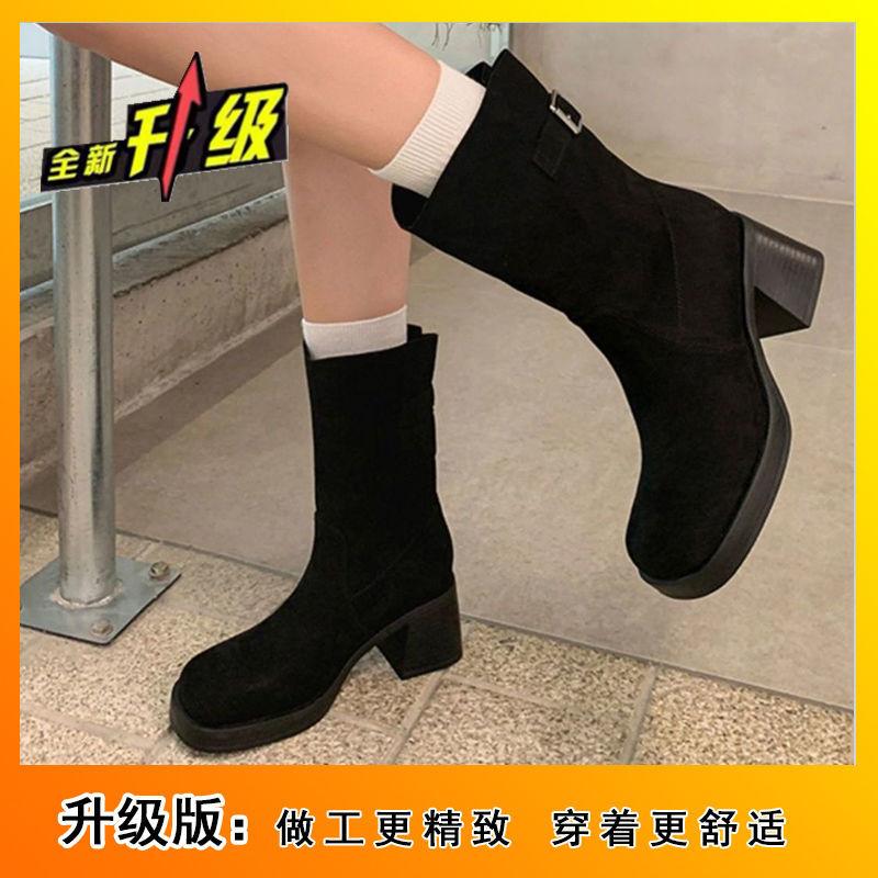 Internet Celebrity Explosion Autumn and Winter Super Fire Pile Boots Women's 2025 Flat-bottomed Short Boots Round Head Sleeve Explosion Tube Boots Ti