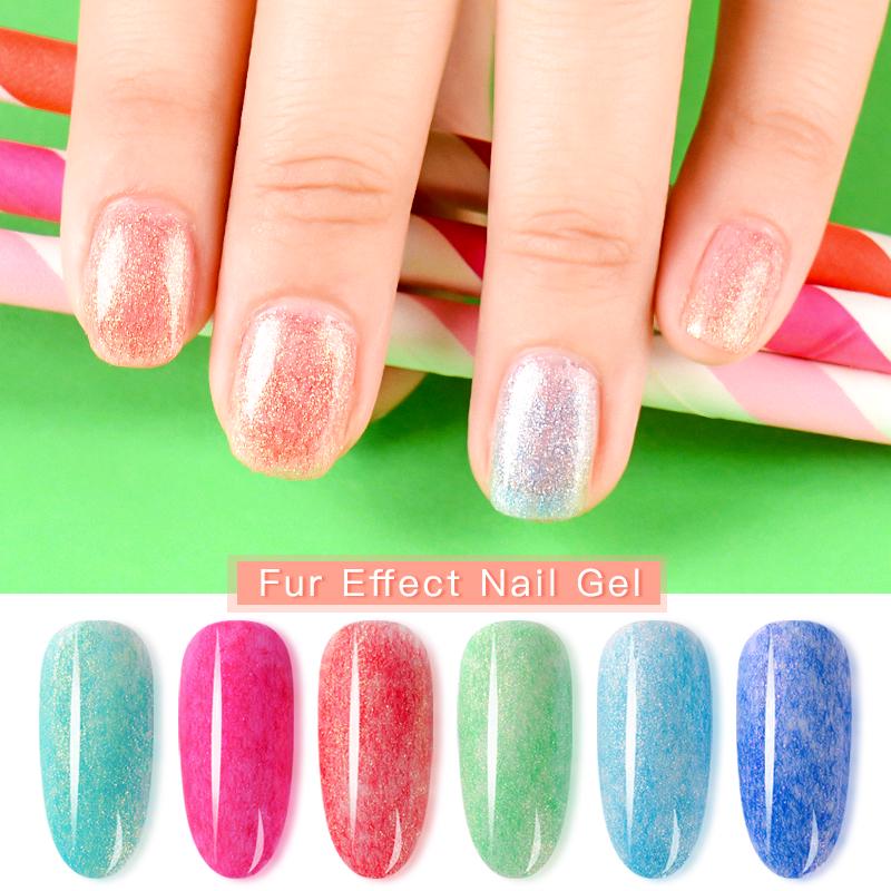 Mtssii 2/3/6 Bottles 7ML Fur Effect Soak Off UV Gel Shimmer Polish Lacquer Manicure Nail Art Varnish