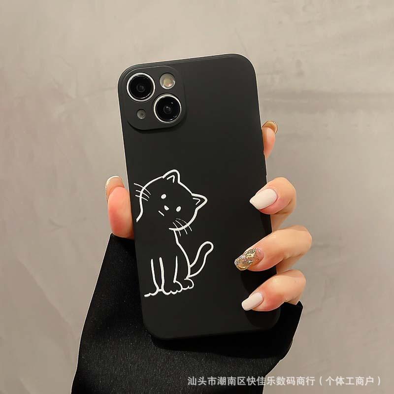 Black and White Kitten Couple Phone Case Compatible with iPhone, iPhone 11/12/13/14 Pro/15/16 Pro Max Soft