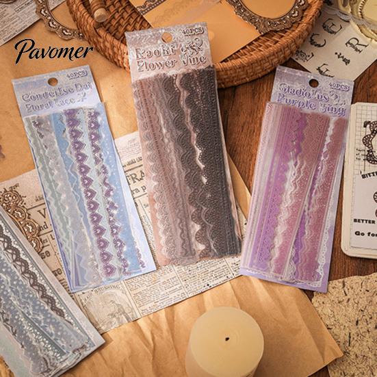 Autocollants Décoratifs Rétro en Dentelle PET pour Scrapbooking, Journal, Carte à Texture Vieillie, Planificateur, Carnet de Notes, Photo, Album,