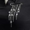 Hip Hop Trendy Imitation Pearl Tassel Chain Brooches for Men Women Waist-shaping Fixed Pin Accessory Multi-functional Jewelry