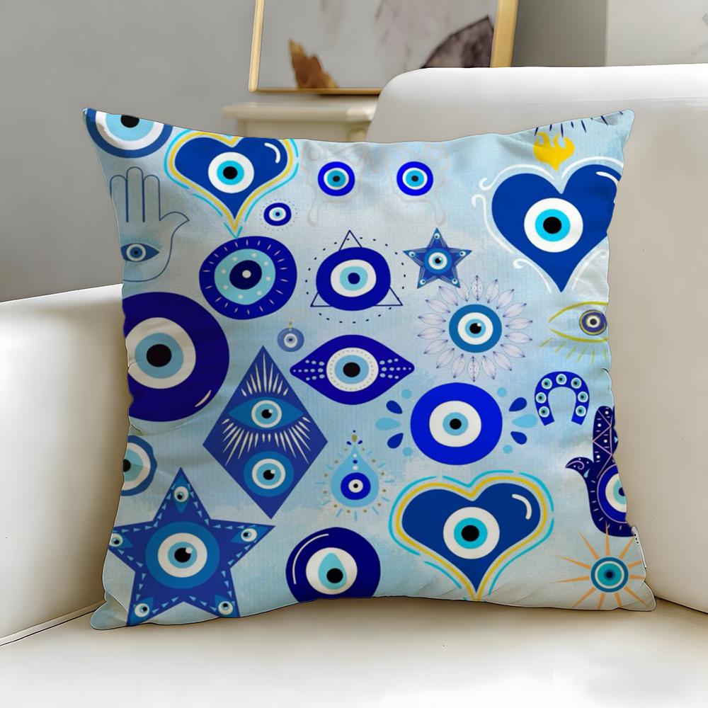 Fashion Eevil Eye Symbolew Cushion Cover Soft  EasyWash Pillow Case  Versatile for Couch Bed Travel and Office