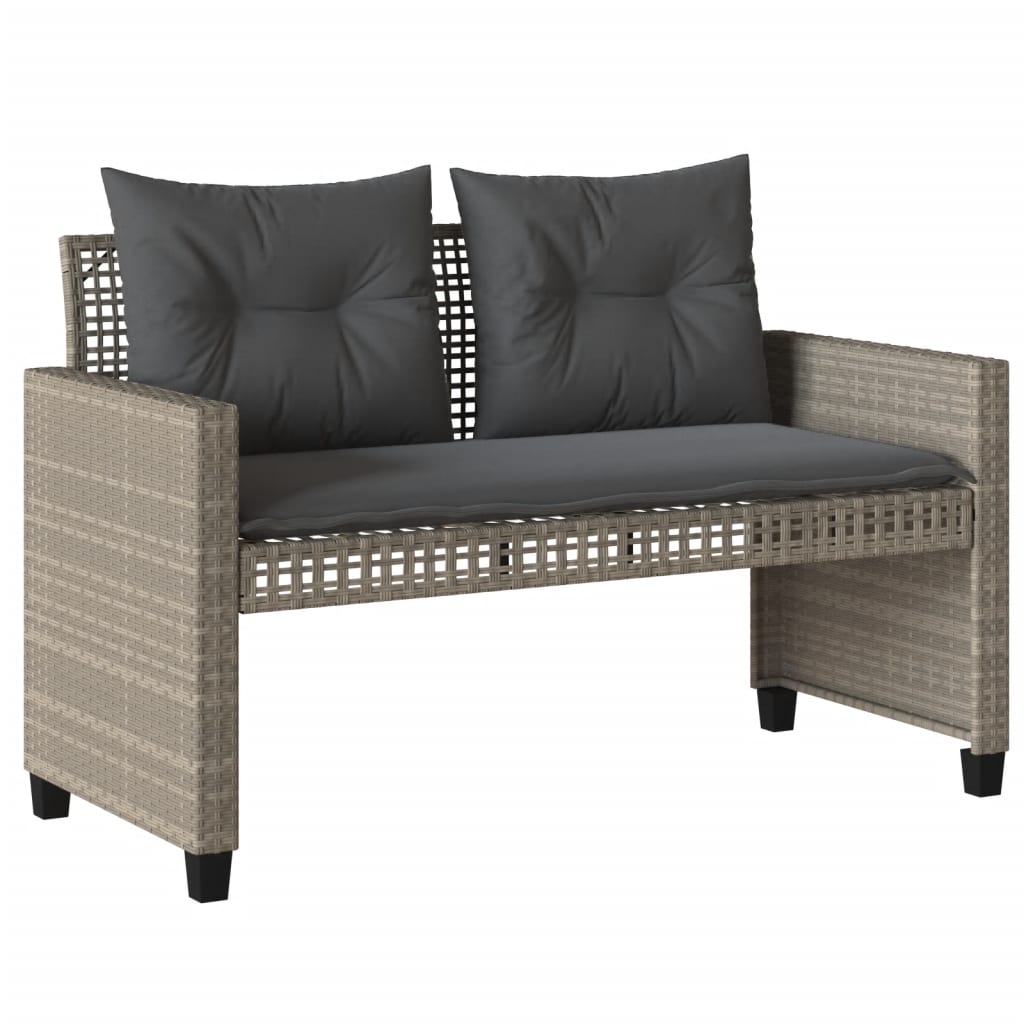 4 Piece Outdoor Sofa Set with Cushions Light Grey Poly Rattan & Glass