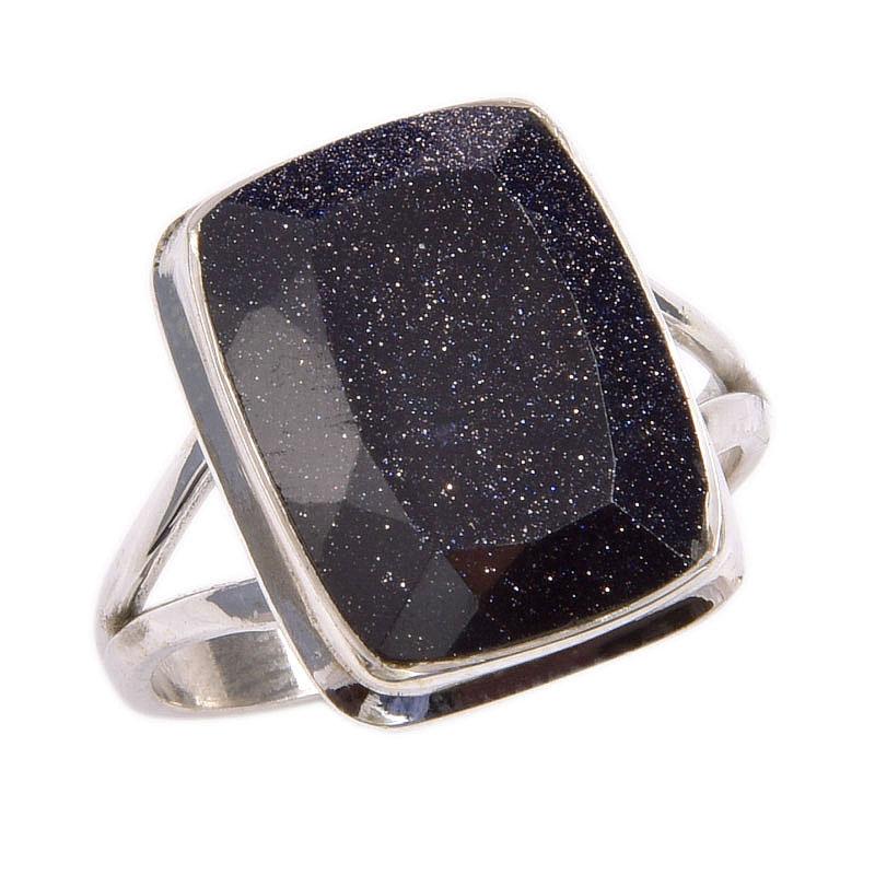 Natural Blue Sunstone Gemstone 925 Solid Sterling Silver Jewelry Ring S.9 k7M70