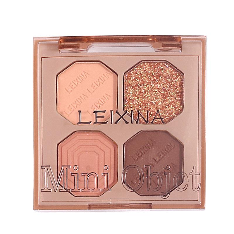 Four-Color Gemstone Eyeshadow and Blush Palette with Pearlescent and Matte Earth Tones