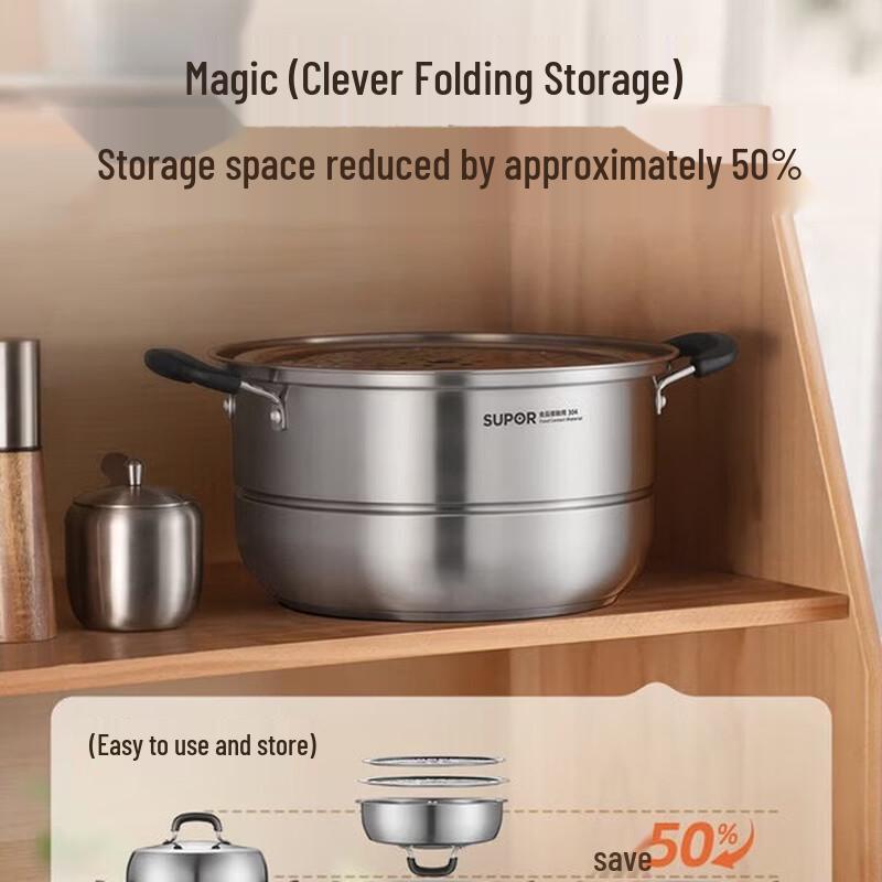 Supor Stainless Steel Double-Layer Steamer & Soup Pot