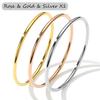 3 Stuks/partij Niet-vervagend Roestvrij Staal Armbanden Voor Vrouwen Eenvoudige Stijl Goudkleurig Waterdichte Dames Armbanden Bangel