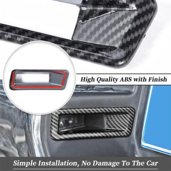 Carbon Fiber Rear License Light Plate Lamp Cover Trim For Dodge Ram 1500 2018+