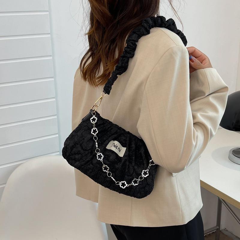 Flower Pleated Cloud Bag Women's Bag Summer New Temperament Chain Shoulder Bag Fashion Messenger Cloth Bag Bag