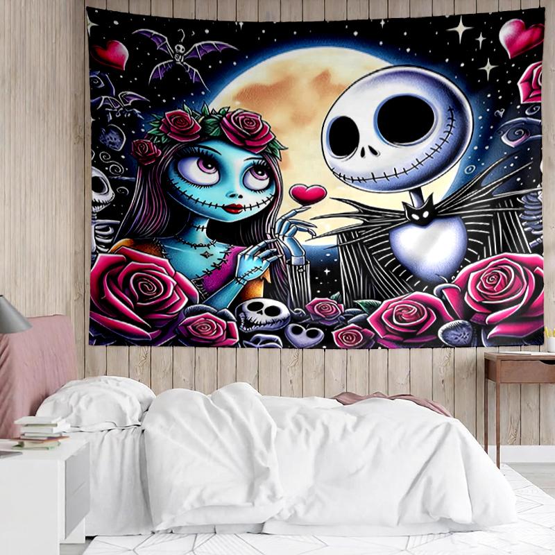 The-Nightmare-Before-Christmas Print Tapestry, Backdrop, Easy Setup, Ideal for Bedroom, Office & Living Room, with Aesthetic Wall Hanging Decor.