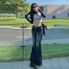 YC& American Retro Low-Rise Flare Jeans - Versatile, Stretch, Slimming & Flattering for Women with Extended Length