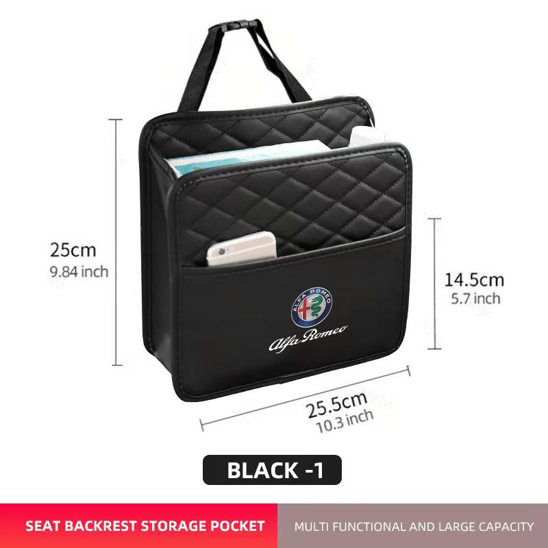 Car Rear Seat Back Storage Bag Car Stickers For Alfa Romeo Giulia Giulietta Tonale MITO Stelvio Brera fw6