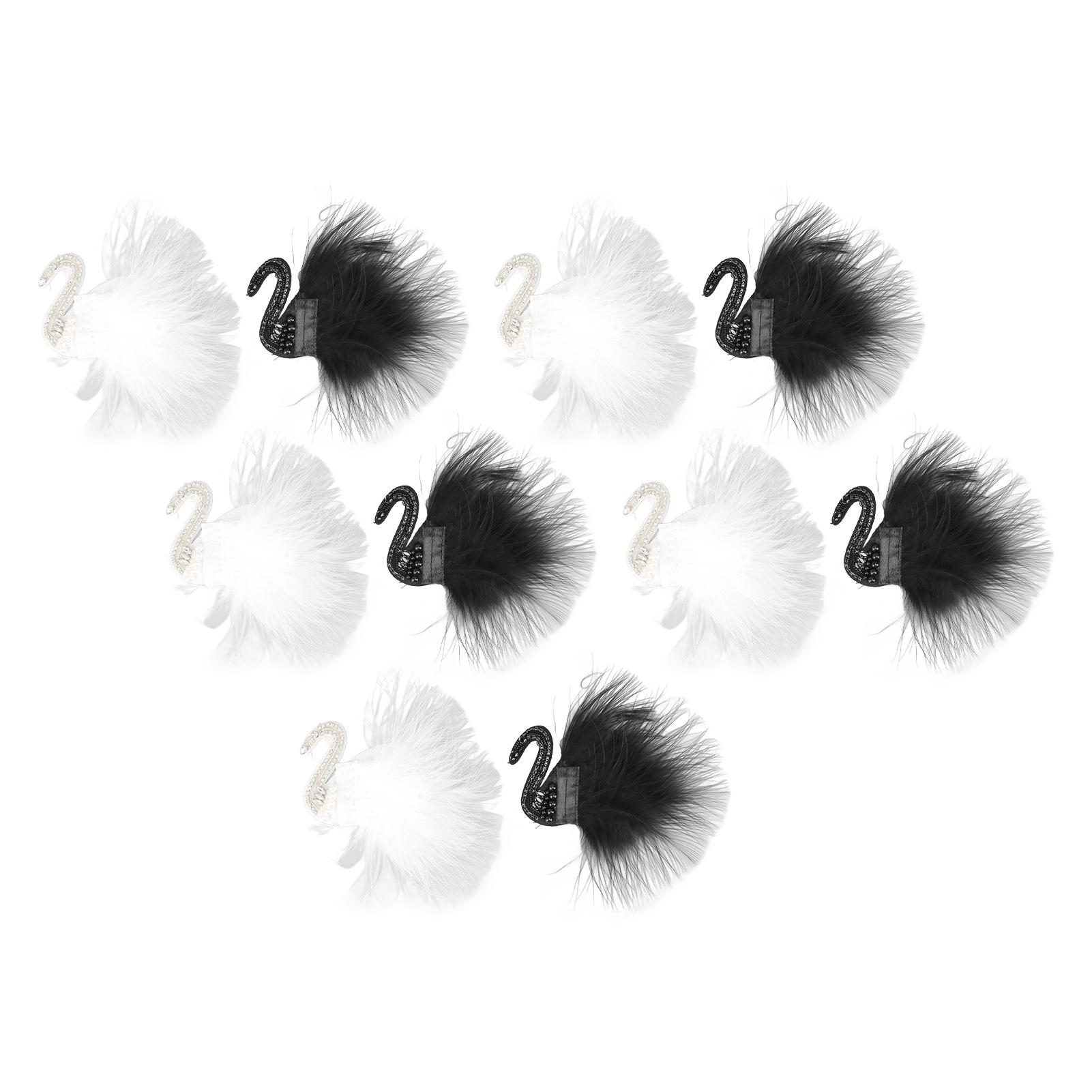 

10 шт. Лебедь Патч Черно-белые перья Украшенные стразами DIY Глажка Использование Ручная работа Вышитые