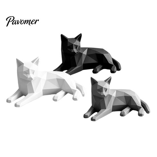 Minimalist Geometric Cat Figurines 3D Printed Figurine, Desktop Sculpture for Lovers, Creative Desk Accessories Women Nordic Style Small Animal Statue