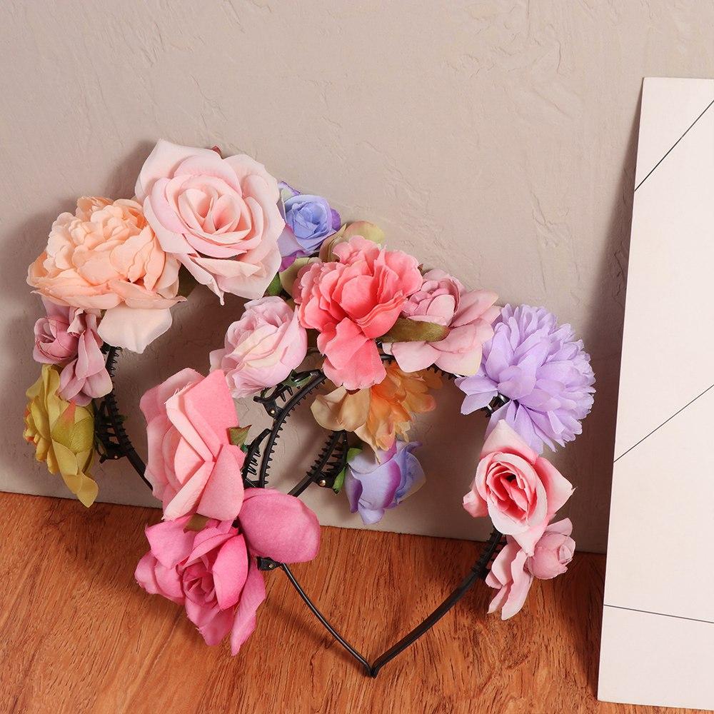 Simulation Flower Floral Garland Colorful Bridal Crown Fairy Children Flower Headband  Girls