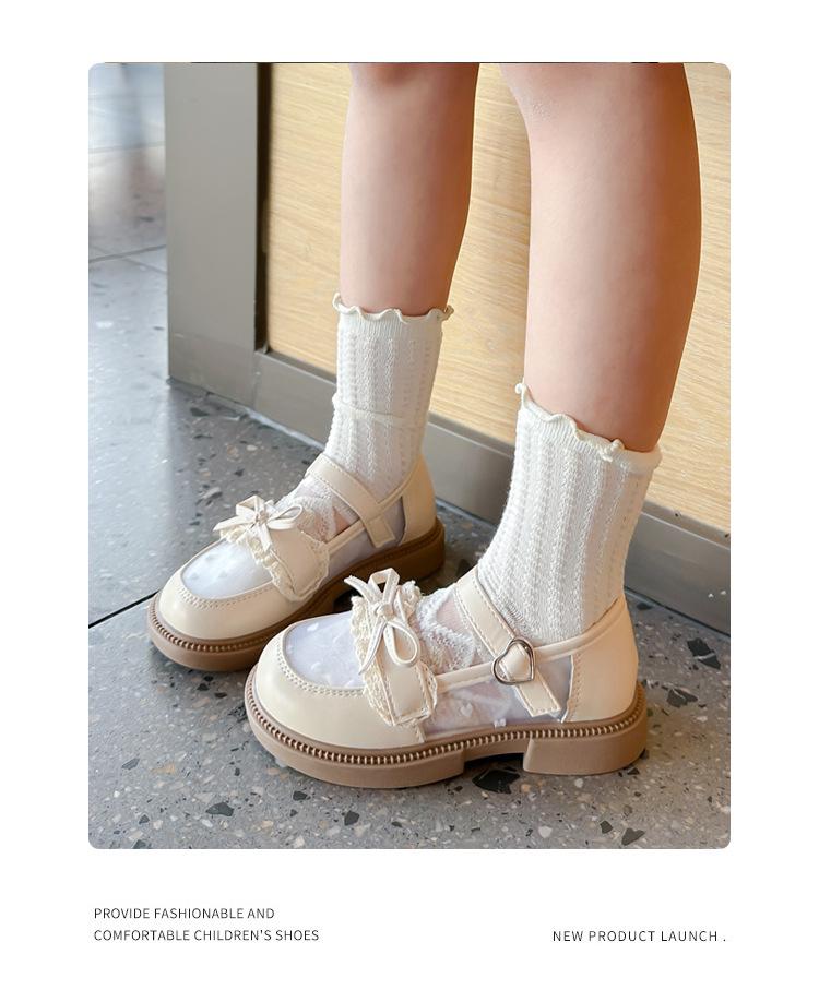 British Style Girls' Leather Mesh Soft Sole Princess Shoes - 2025 Summer Collection