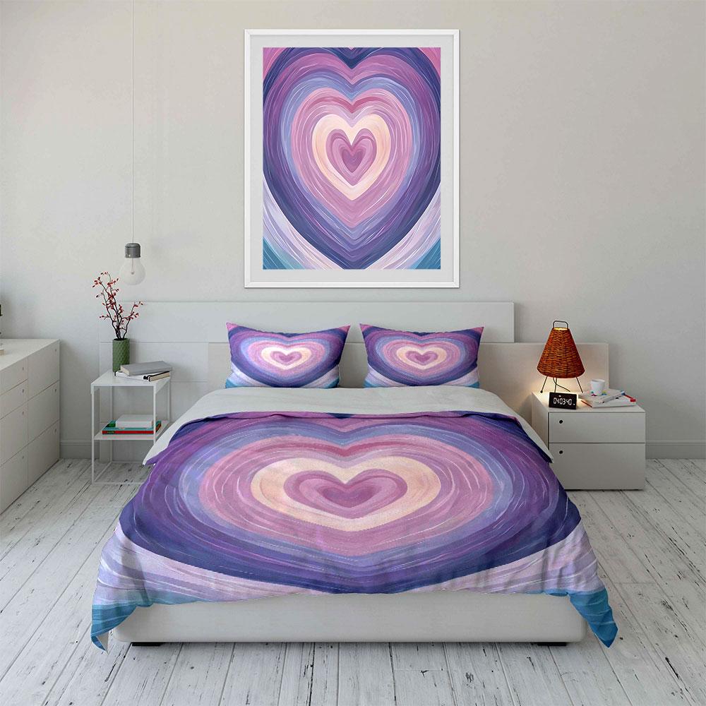 "Heart Pattern Decorative Art Set" Bedding Set with 1 Duvet Cover 2 Pillowcases Single Double King Queen, Gift