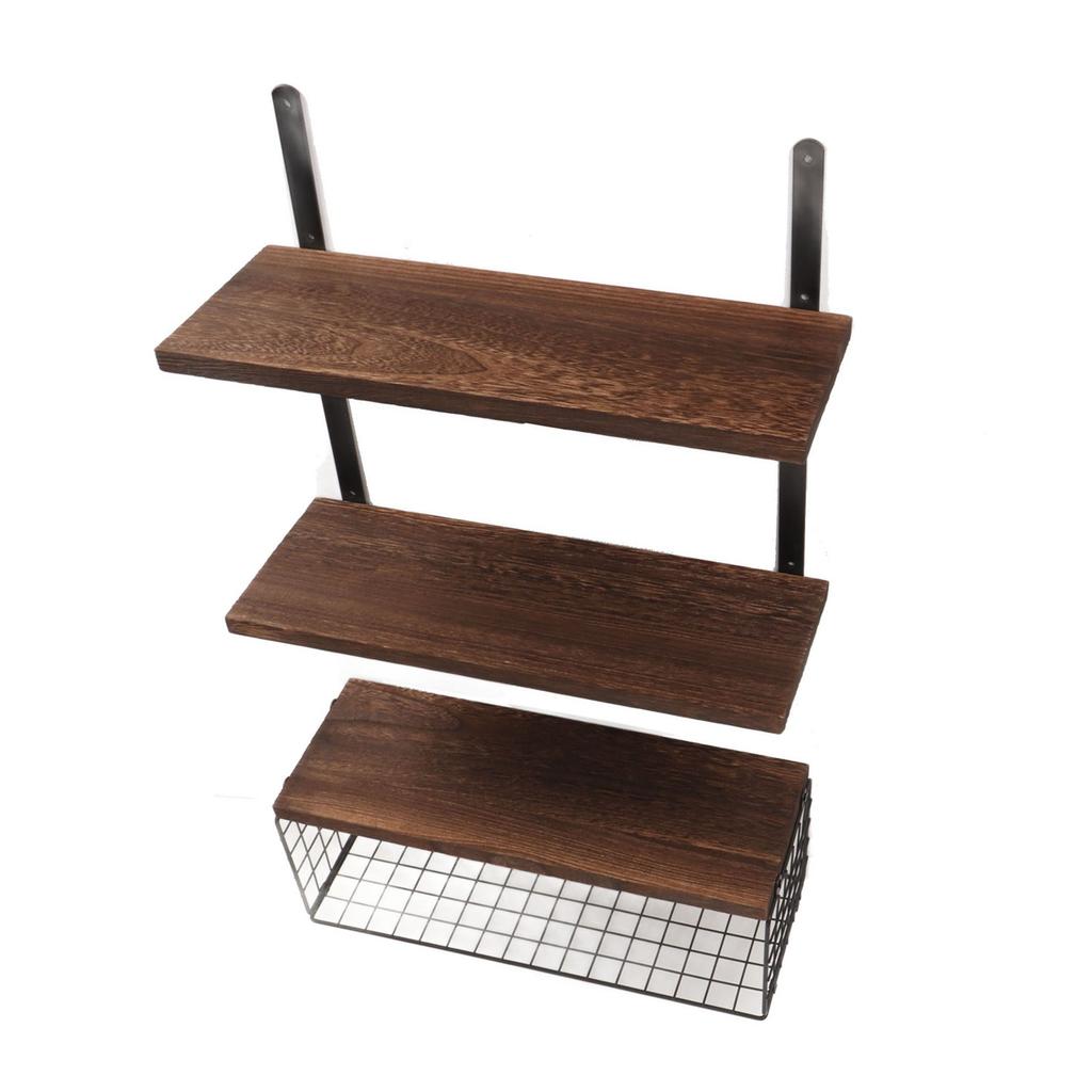 Wall Floating Shelves Candlenut Adjustable Dark Brown Wall Mounted Storage Shelves for Bathroom Bedroom Kitchen Garage