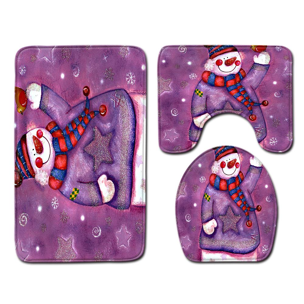 Christmas Bathroom Floor Mat Toilet Three-Piece Set