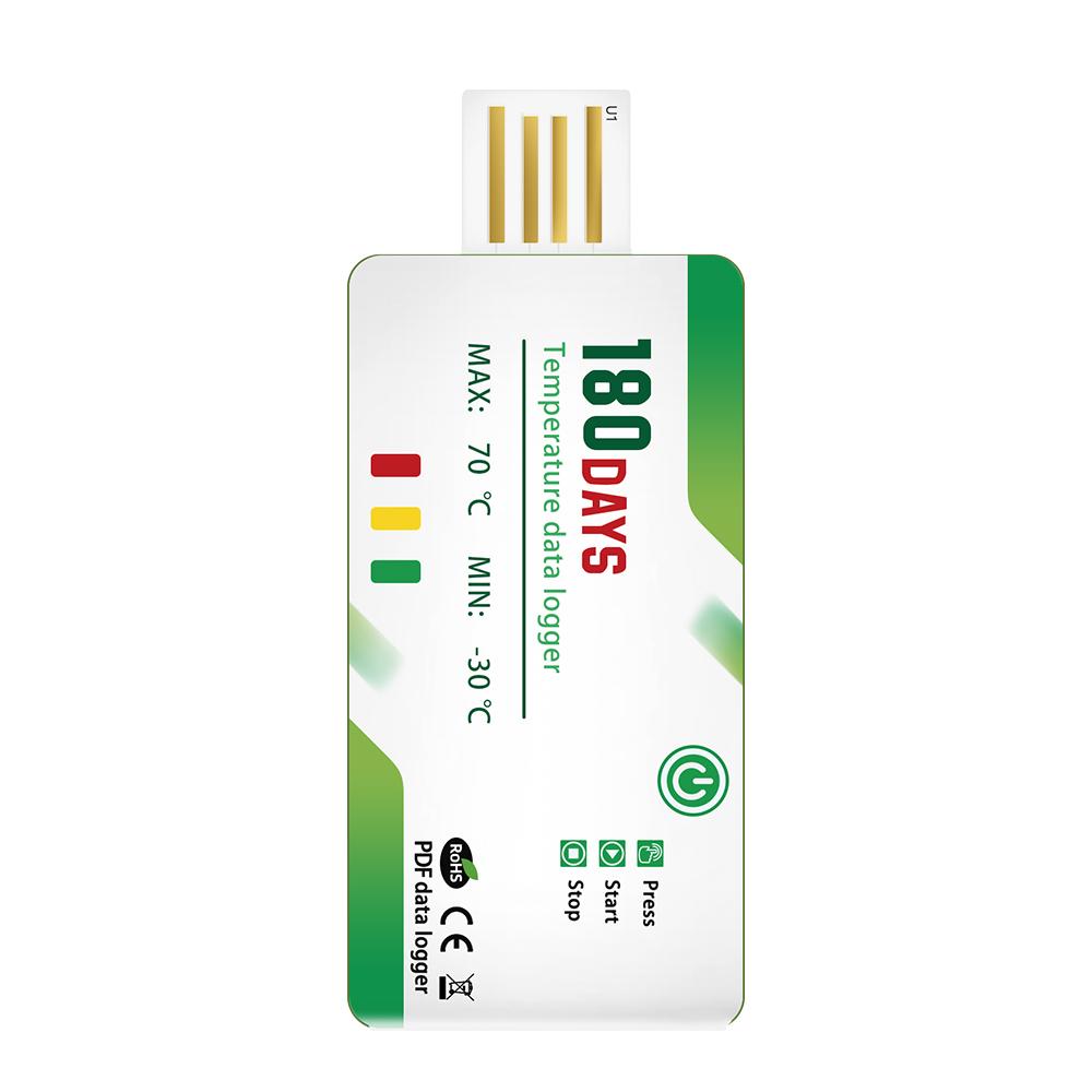 180 Days Temperature Recorder USB Temperature Data Logger with 60000 Points With App Warning Disposable For Cold Chain Transport
