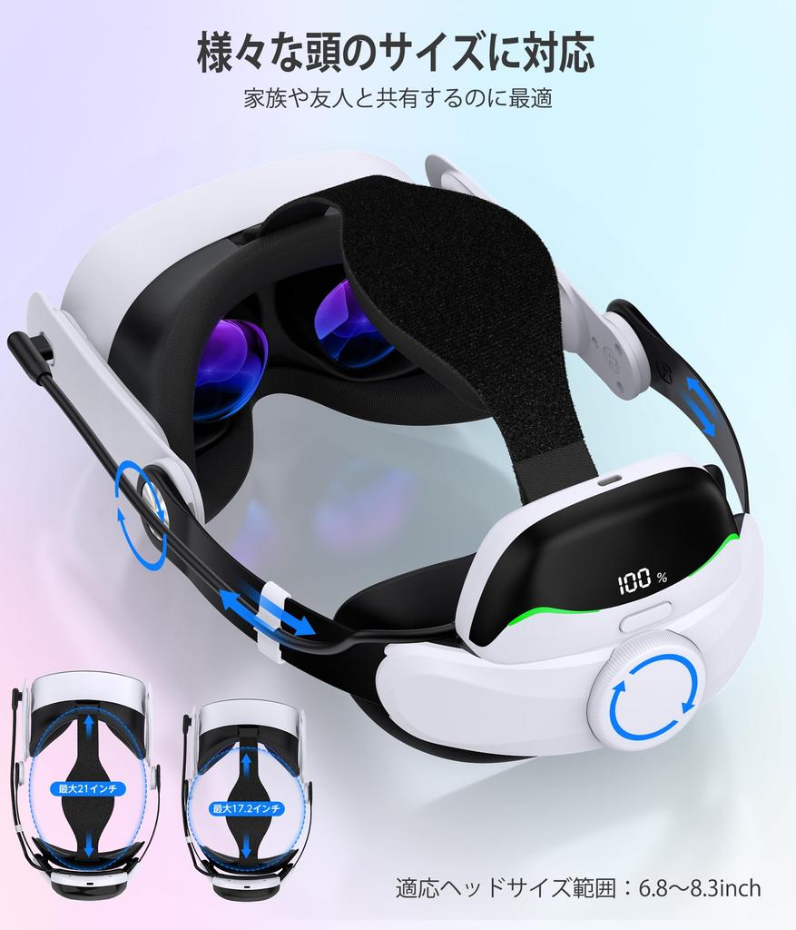 Elekasumi Meta Quest 2 Head Strap for VR 7500mAh Magnetic Double Knob Fast Comfortable Balance Strap for Meta Quest 3/Quest 3S/Quest Headsets,