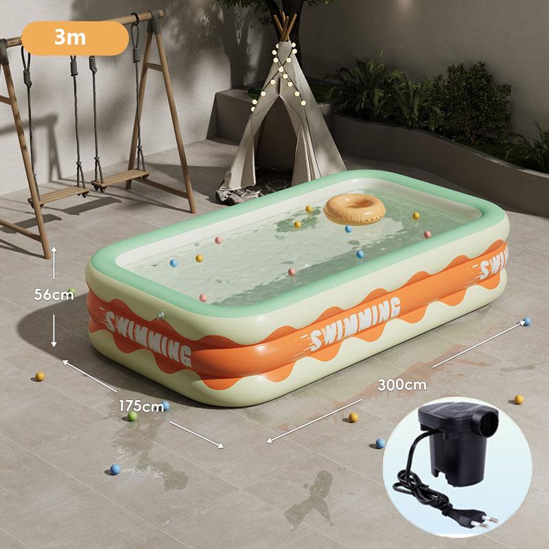 Foldable Inflatable Swimming Pool with Pump (European Standard) Outdoor Summer Pool for Adults and Children Summer Wading Pool