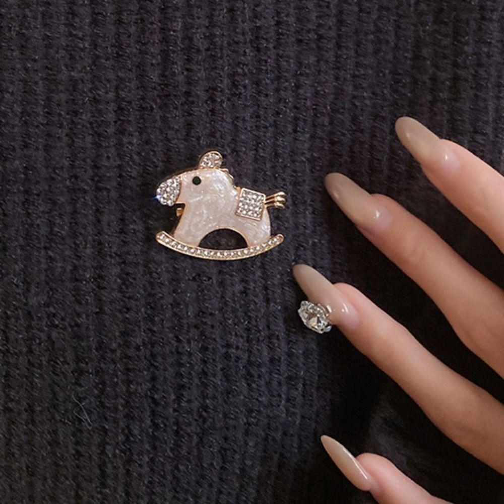 Rhinestone Little Horse Brooch Jewelry Accessories Animal Lapel Pins Luxury Zodiac Pony Pin  Unisex