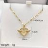 1 Pcs Love Heart Angel Wings Copper Pendant Necklace Steel Clavicle Chain Gift Women's Girls' Elegant Accessories