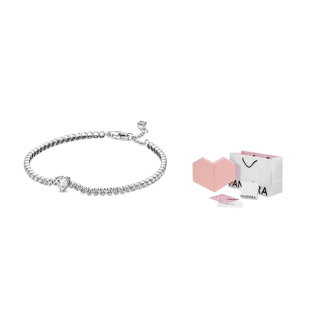 Pandora Shining Heart Shaped Tennis Bracelet Women Bracelet Silver 590041C01