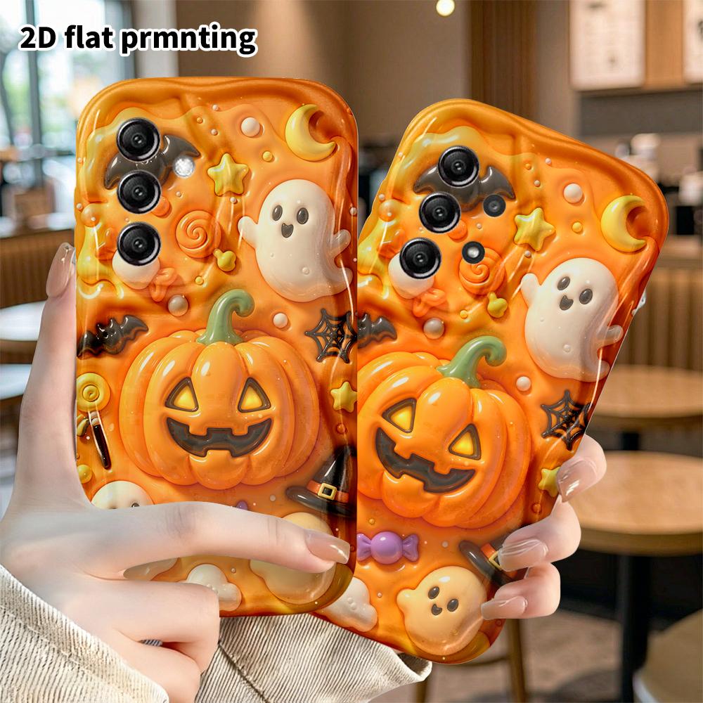 Phone Case: 2D Flat, Suitable for Samsung Galaxy A34 A35 M05 M06 S20 S22 S21 FE Plus 5G Protective Case, Pumpkin Ghost, Perfect Christmas and Hallowee